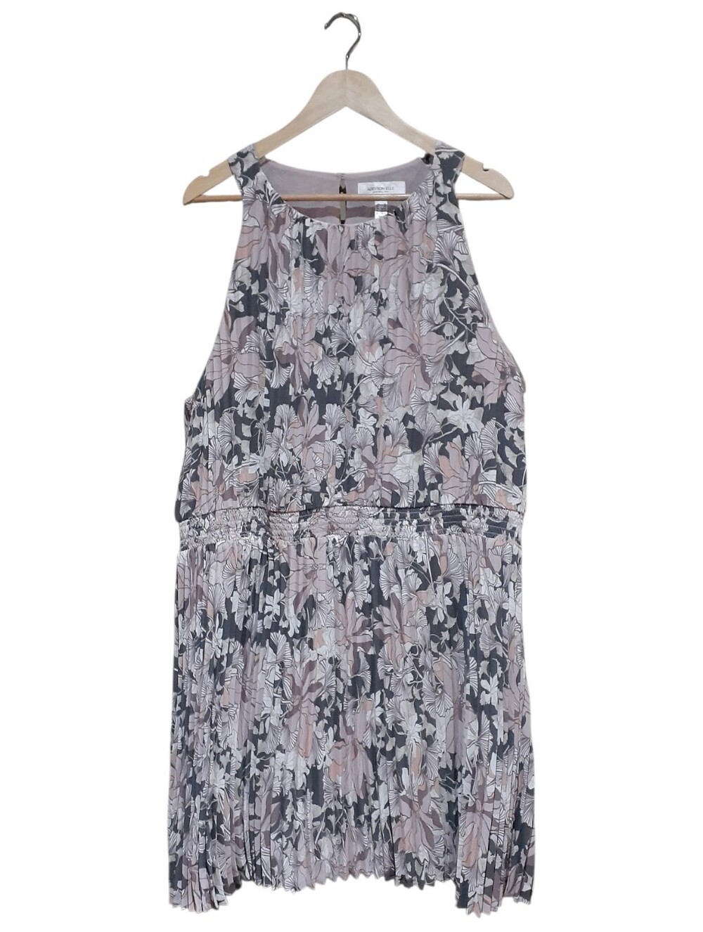Addition Elle Floral Pleated Halter Dress Pink Gray Size 3XL